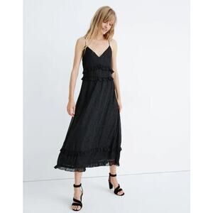 Madewell Shimmer Ruffle Cami Dress Black Size 6 Whimsigoth